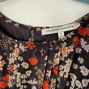 Collective Concepts Black Floral Print Sleeveless Dress Size Small